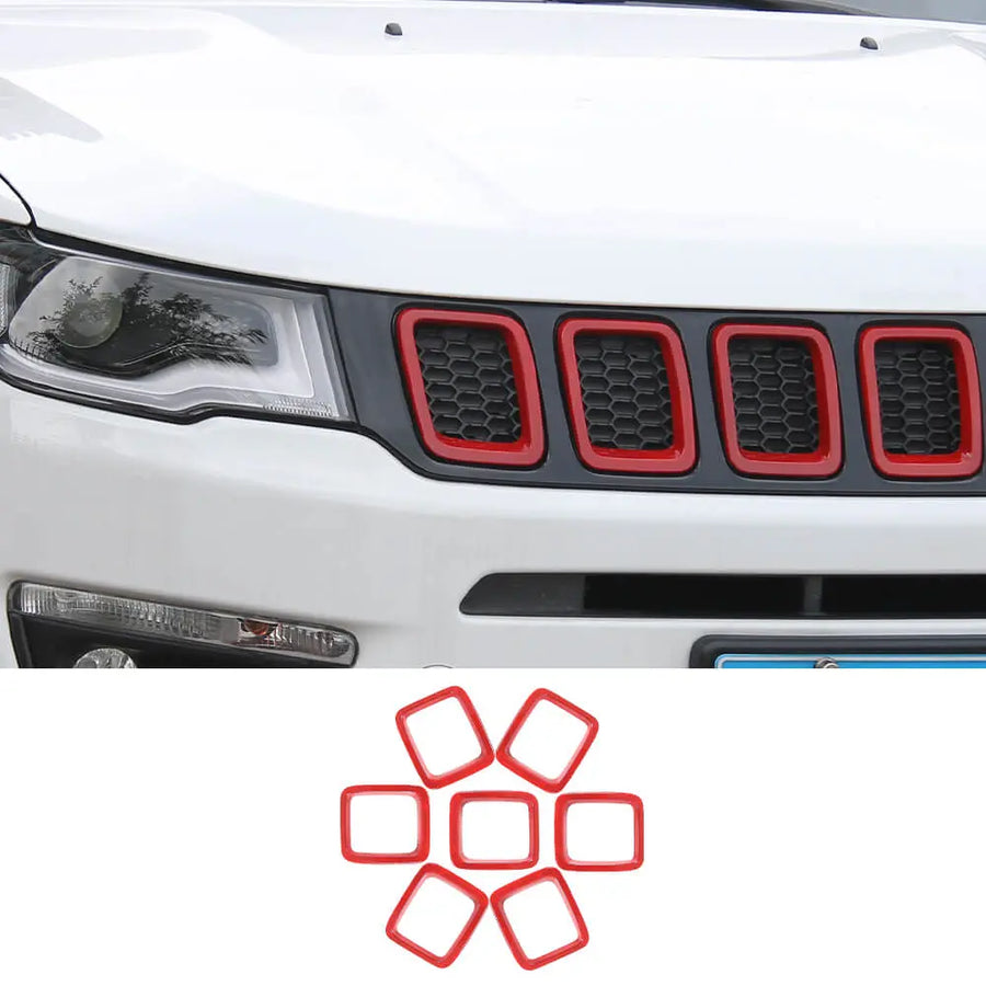 RT-TCZ Grill Inserts Grille Cover Trims Kit for Jeep Compass 2017-2020