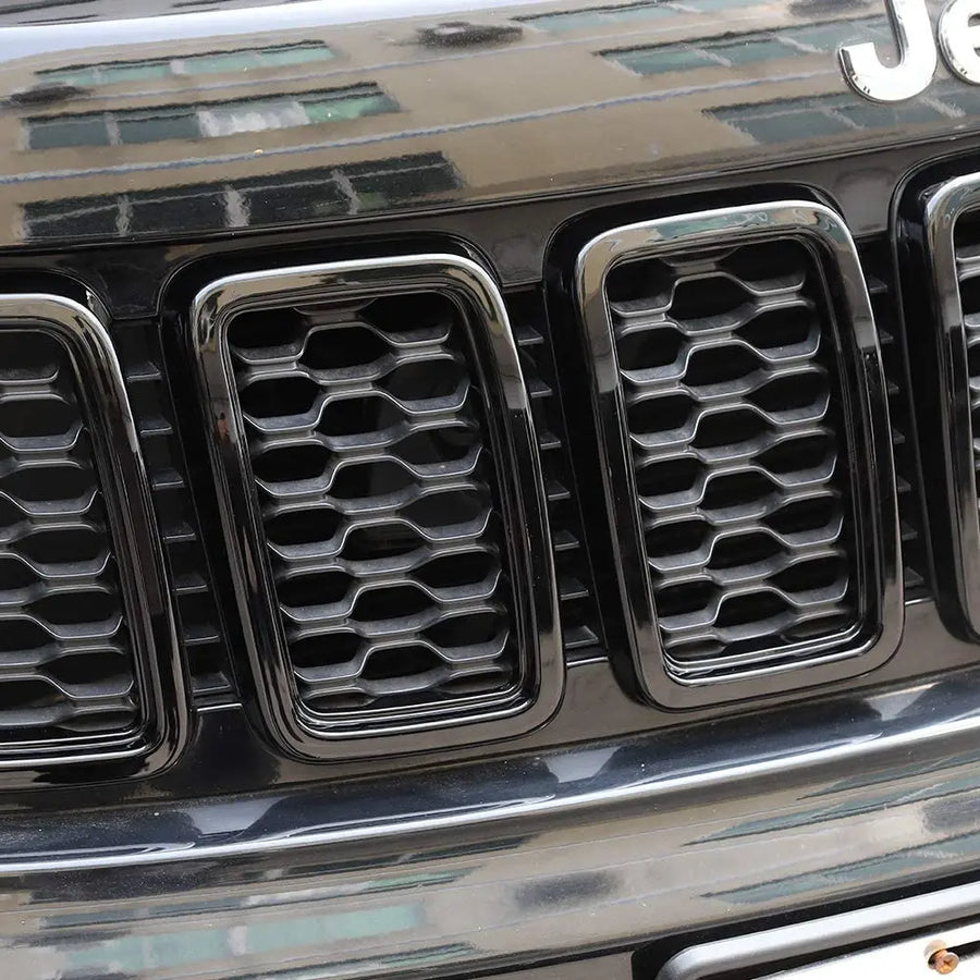 thumbnail image 2 of 7pcs Gloss Black Front Grille Trim Ring Insert For Jeep Grand Cherokee 2014-2016 2 of 14