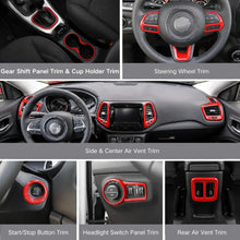 For 2017–2021 Jeep Compass 12 x Interior Dashboard & Center Console Accent Trim Kit – Full Dash Cover Set RT-TCZ