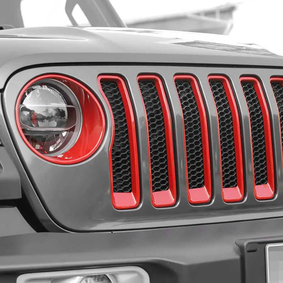 Front Grille Inserts & Headlight Bezels Trim for Jeep Wrangler JL