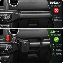 For 2018-2023 Jeep Wrangler JL JLU & Gladiator JT Passenger Co-Pilot Grab Bar Phone Mount Drink Cup Storage Tray RT-TCZ