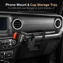 For 2018-2023 Jeep Wrangler JL JLU & Gladiator JT Passenger Co-Pilot Grab Bar Phone Mount Drink Cup Storage Tray RT-TCZ