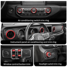 For 2018-2023 Jeep Wrangler JL & Gladiator JT Aluminum Air Vent & Center Console Control Trim Cover Kit（12 pcs） RT-TCZ