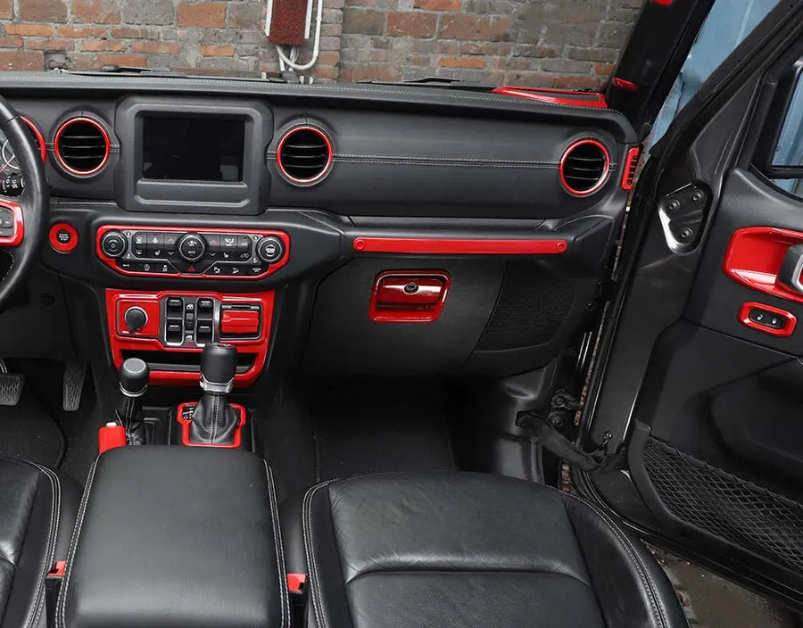 Copertura Decorativa Per Pulsanti Finestrini – 4 Pezzi In ABS Fibra Di Carbonio Rossa Per Jeep Gladiator JT E Wrangler JL 2018-2024, Installazione Adesiva