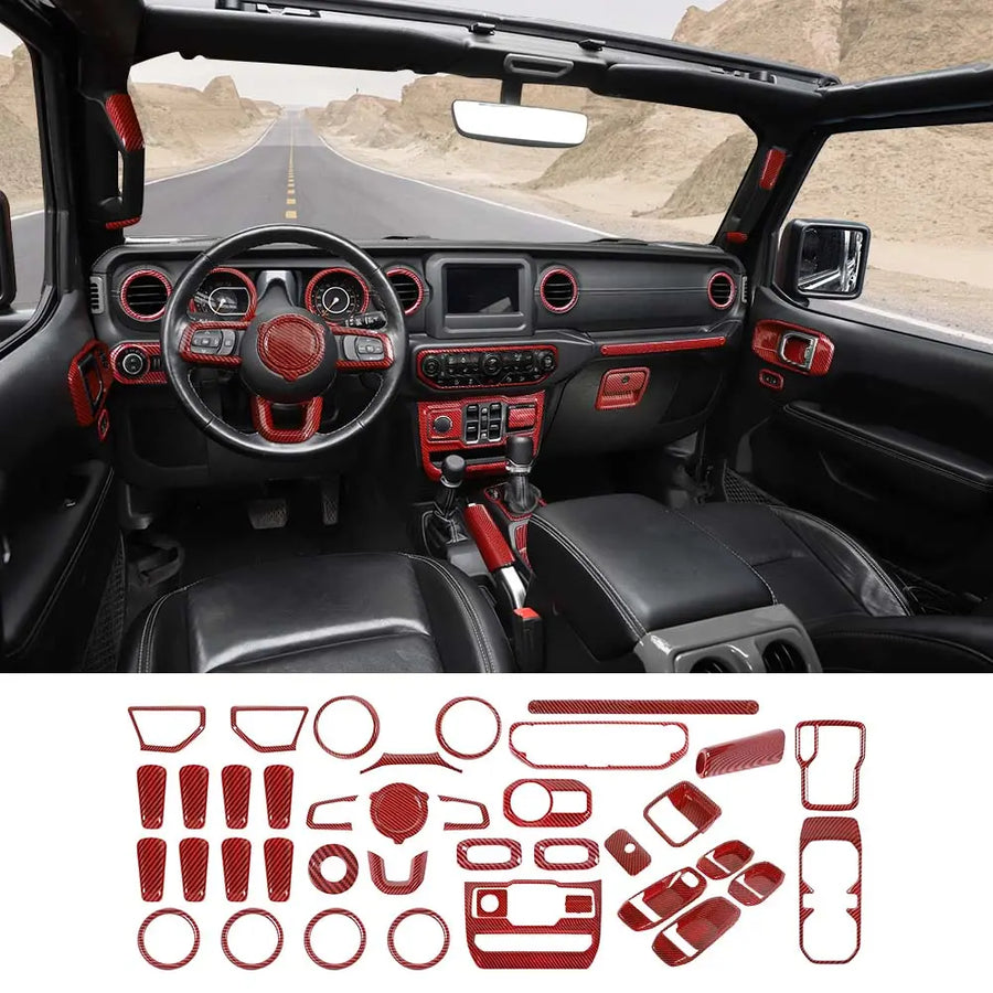 Lot De 4 Cadres Décoratifs Pour Boutons Climatisation Jeep Wrangler JL 2018-2020 - Rouge, Protection Et Style