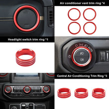 For 2018-2023 Jeep Wrangler & Gladiator JT Air Conditioning Headlight Switch Dashboard Air Vent Trim Ring (8 pcs) RT-TCZ