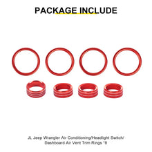 For 2018-2023 Jeep Wrangler & Gladiator JT Air Conditioning Headlight Switch Dashboard Air Vent Trim Ring (8 pcs) RT-TCZ