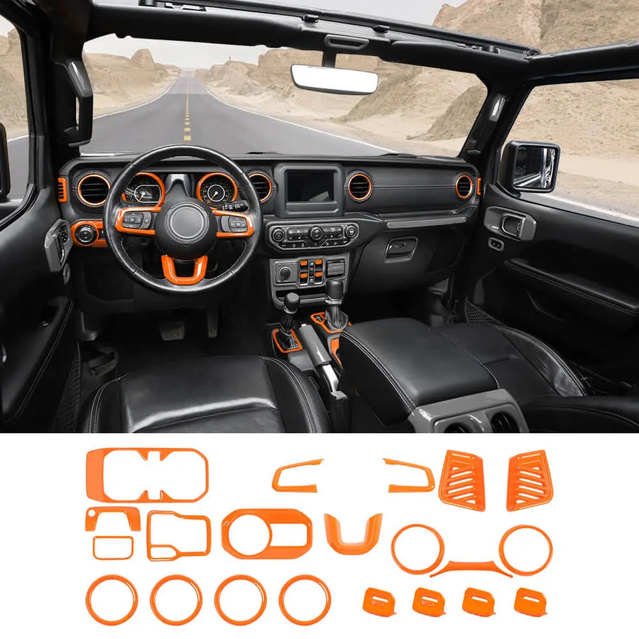 Interior Dash & Center Console Trim Kit 21-Piece for Jeep Wrangler
