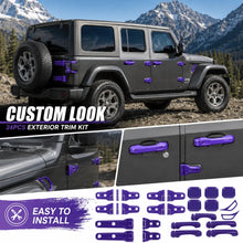 For 2018-2025 Jeep Wrangler JLU 4Door 24PCS Exterior Trim Kits Door & Hood Hinge Covers RT-TCZ