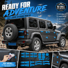 For 2018-2025 Jeep Wrangler JLU 4Door 24PCS Exterior Trim Kits Door & Hood Hinge Covers RT-TCZ