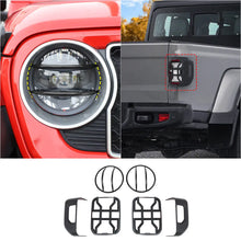 For 2018+ Jeep Gladiator JT Car Rear Halogen Lamp Taillight & Front Headlight Decor Cover Trim Kit (6 pcs) RT-TCZ