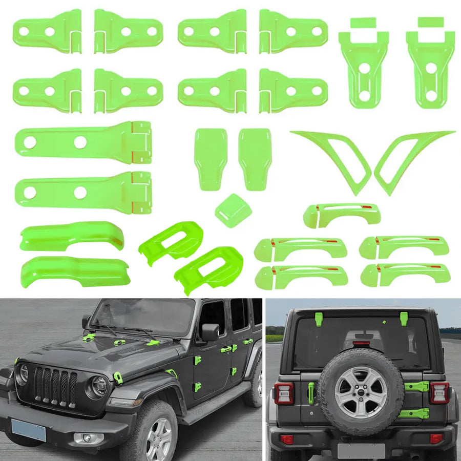 CheroCar 34PC Red Hinge Cover Kit For Jeep Wrangler JK 2007-2018 - Door, Hood, Tailgate