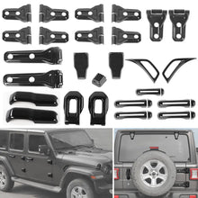 For 2018+ Jeep Wrangler JL 4-Door – 26PCS Exterior Hood, Door, Tailgate Hinge & Handle Trim Cover Kit RT-TCZ