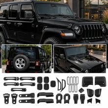 For 2018+ Jeep Wrangler JL 4-Door – 31PCS Exterior Full Set Trim Kit - Hood, Door, Tailgate Hinge & Handle Mirrior Cover RT-TCZ