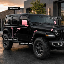 For 2018+ Jeep Wrangler JL 4-Door – 31PCS Exterior Full Set Trim Kit - Hood, Door, Tailgate Hinge & Handle Mirrior Cover RT-TCZ