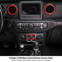 For 2018+ Jeep Wrangler JL JLU Gladiator JT 4PCS Window Switch Button Cover Trim RT-TCZ