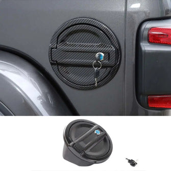 For 2018+ Jeep Wrangler JL JLU Locking Fuel Filler Cover Aluminum Gas Tank Carbon Fiber Texture RT-TCZ