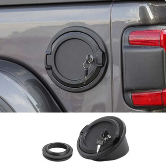 For 2018+ Jeep Wrangler JL JLU Locking Gas Cap Cover, Fuel Tank Door with Lock Black RT-TCZ