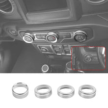 For 2018+ Jeep Wrangler JL JLU & Gladiator JT A/C & Headlight Switch Knob Trim – Aluminum Alloy Accent Rings Style A/B/C RT-TCZ