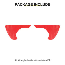 For 2018+ Jeep Wrangler JL & Gladiator JT Exterior Front Leaf Board Fender Air Outlet Sticker Trim Cover (2 pcs) RT-TCZ