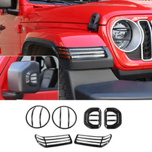 For 2018+ Jeep Wrangler JL & Gladiator JT Head Lights Turn Signal Side Mirror Light Trim Cover Kit (6 pcs) RT-TCZ
