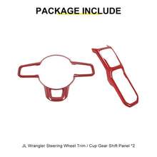 For 2018+ Jeep Wrangler JL & Gladiator JT Steering Wheel Water Cup Gear Shift Panel Cover Trim Kit (2 pcs) RT-TCZ