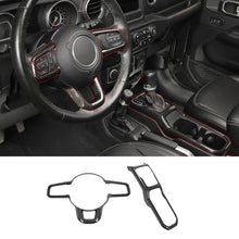 For 2018+ Jeep Wrangler JL & Gladiator JT Steering Wheel Water Cup Gear Shift Panel Cover Trim Kit (2 pcs) RT-TCZ