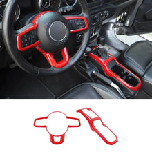 For 2018+ Jeep Wrangler JL & Gladiator JT Steering Wheel Water Cup Gear Shift Panel Cover Trim Kit (2 pcs) RT-TCZ