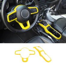 For 2018+ Jeep Wrangler JL & Gladiator JT Steering Wheel Water Cup Gear Shift Panel Cover Trim Kit (2 pcs) RT-TCZ