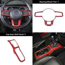 For 2018+ Jeep Wrangler JL & Gladiator JT Steering Wheel Water Cup Gear Shift Panel Cover Trim Kit (2 pcs) RT-TCZ