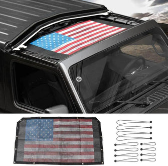 For 2018+ Jeep Wrangler JL & Gladiator JT Sunshade Mesh Sun Shade Bikini Top, Flag Red RT-TCZ