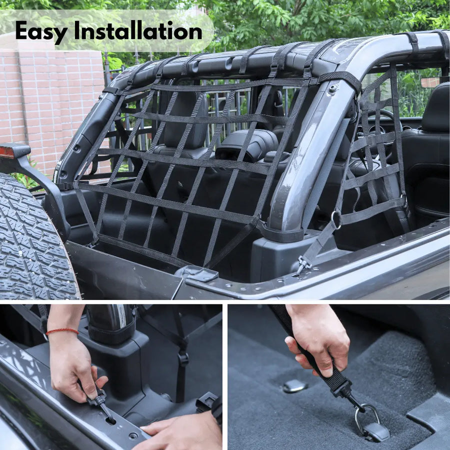 RT-TCZ For Wrangler JL Mesh Cargo Trunk Side Net Restraint Protective Roof Top Baggage Side Net For Jeep Wrangler JL JLU 4 Door 2018 Up Black Accessories 2pcs, Cargo Nets - Canada