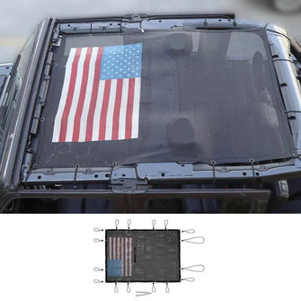 For 2018+ Jeep Wrangler JLU 4 Door Top Mesh Sunshade Cover UV Sun Protection RT-TCZ