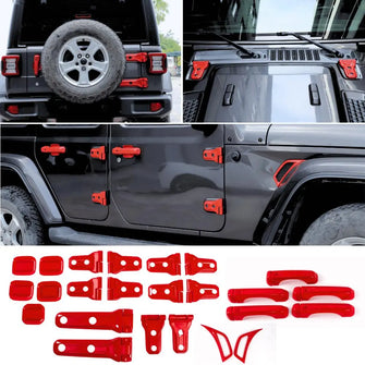 For 2018+ Jeep Wrangler JLU 4Door 24PCS Exterior Trim Kits Door & Hood Hinge Covers RT-TCZ