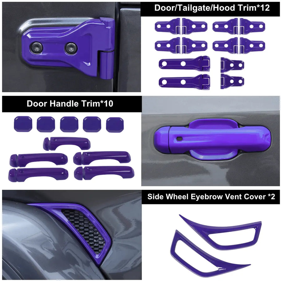 24PCS Exterior Trim Kits Door & Hood Hinge Covers For Jeep
