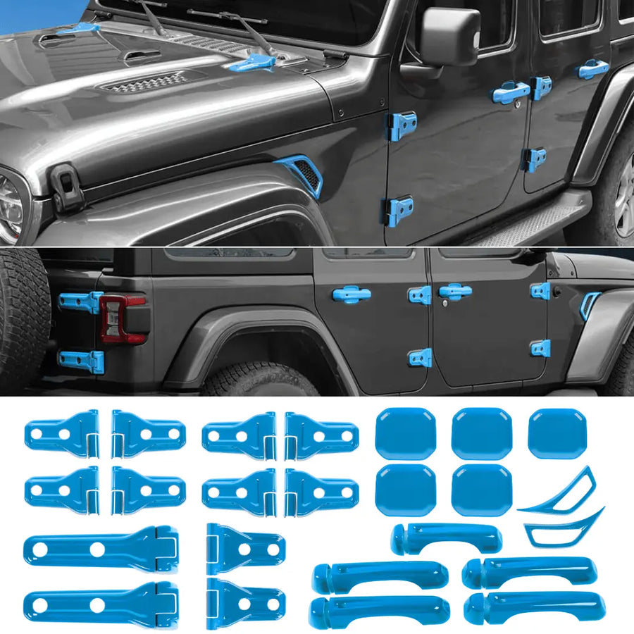 24PCS Exterior Trim Kits Door & Hood Hinge Covers For Jeep
