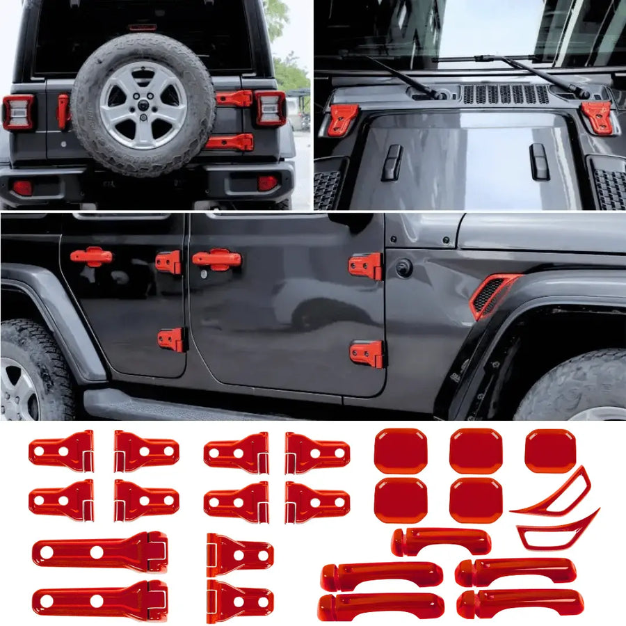 24PCS Exterior Trim Kits Door & Hood Hinge Covers For Jeep