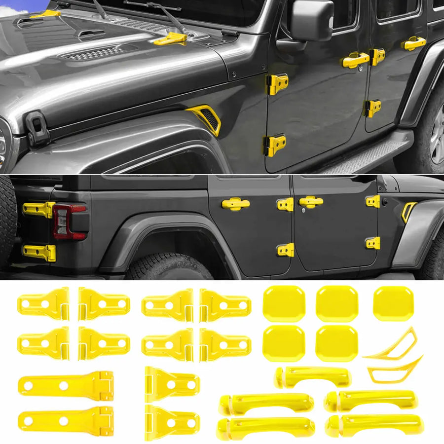 24PCS Exterior Trim Kits Door & Hood Hinge Covers For Jeep