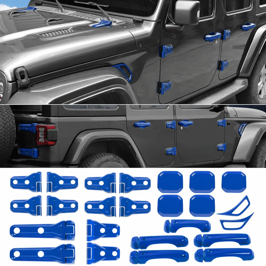 24PCS Exterior Trim Kits Door & Hood Hinge Covers For Jeep