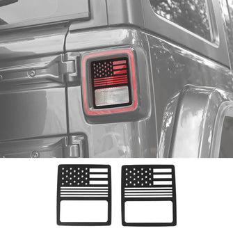 For 2018+ Jeep wrangler JL Pair Black Rear Tail light decoration Cover US Flag （Fit For Halogen Lamps） RT-TCZ