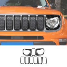 For 2019+ Jeep Renegade Front Grill Inserts & Headlight Bezels Angry Eyes Trim (Black) RT-TCZ