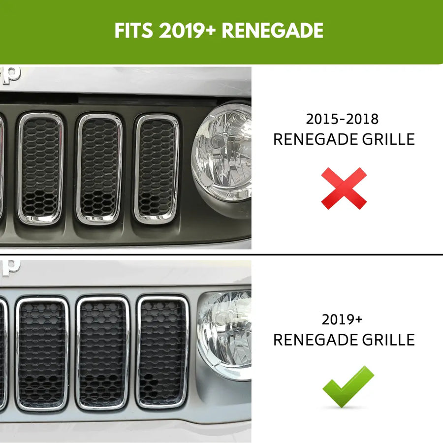 RT-TCZ Front Grille Inserts Cover Trim Kit for 2019+ Jeep Renegade