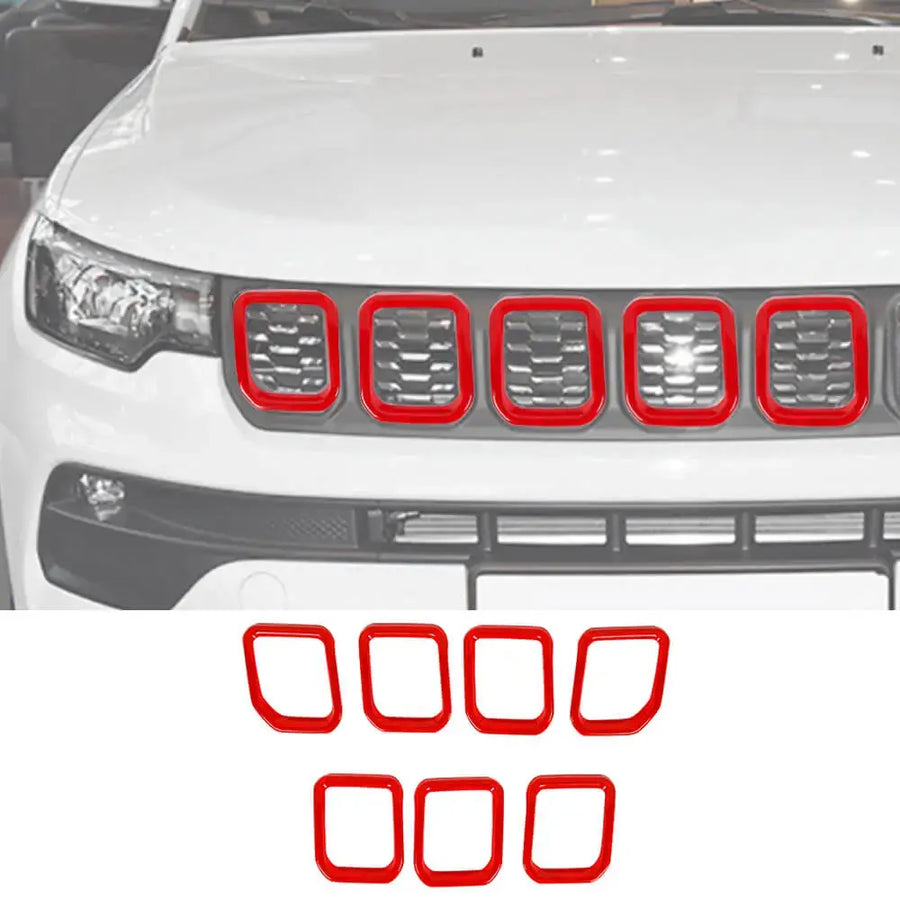 オーダーペイント　イヤーズプレート Jeep Compass 2021 2022 2023 2024 2025 7 x Front Grille Grill