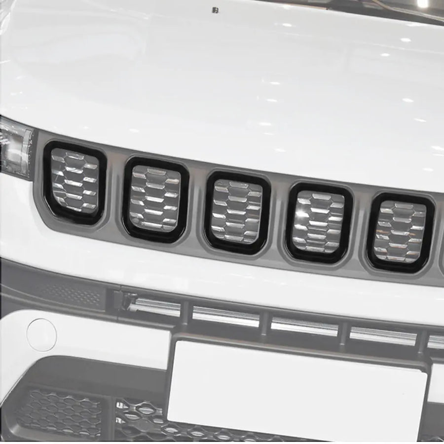 Anello Decorativo Griglia Anteriore Per Jeep Compass 2021-2025 - Set 7 Pezzi In ABS Nero