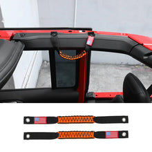 For 2024+ Jeep Wrangler JL/Gladiator JT 2 x Roll Bar Roof Top Paracord Grab Handles Grip US Flag RT-TCZ