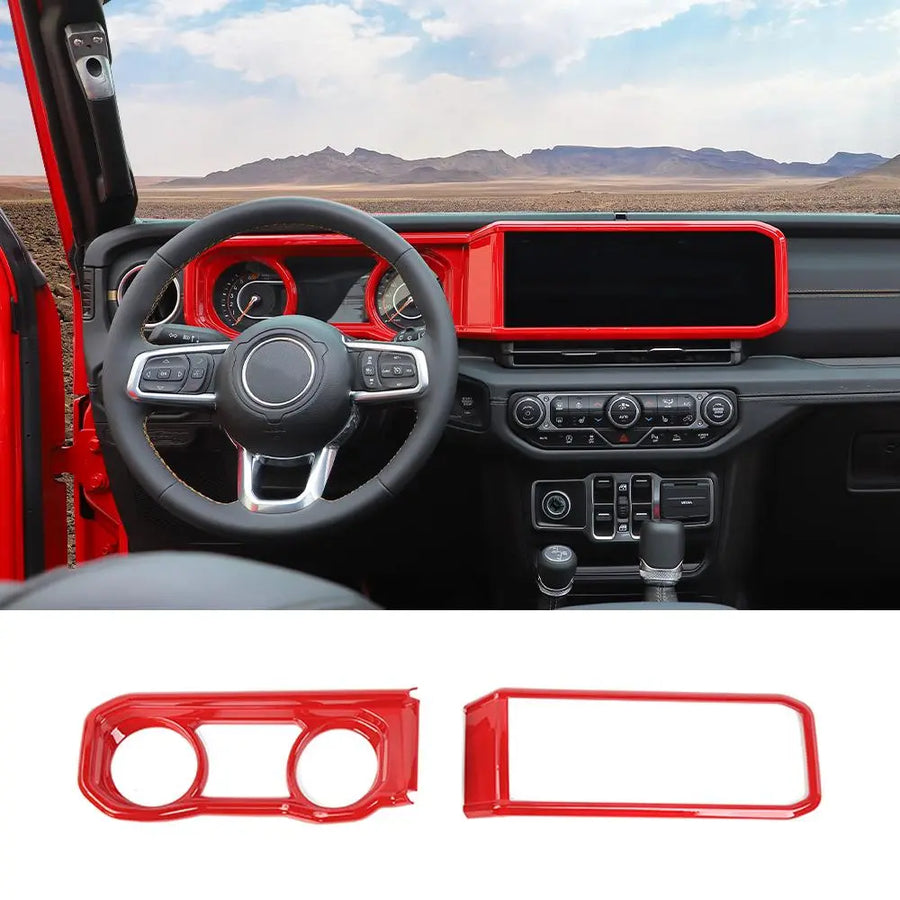 RT-TCZ 2x Dashboard Trim+Navigation Panel Cover Kit For Jeep