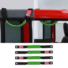 For 2024+ Jeep Wrangler JL/Gladiator JT 4 x Roll Bar Roof Top Paracord Grab Handles Grip US Flag 4-Door RT-TCZ