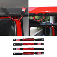 For 2024+ Jeep Wrangler JL/Gladiator JT 4 x Roll Bar Roof Top Paracord Grab Handles Grip US Flag 4-Door RT-TCZ