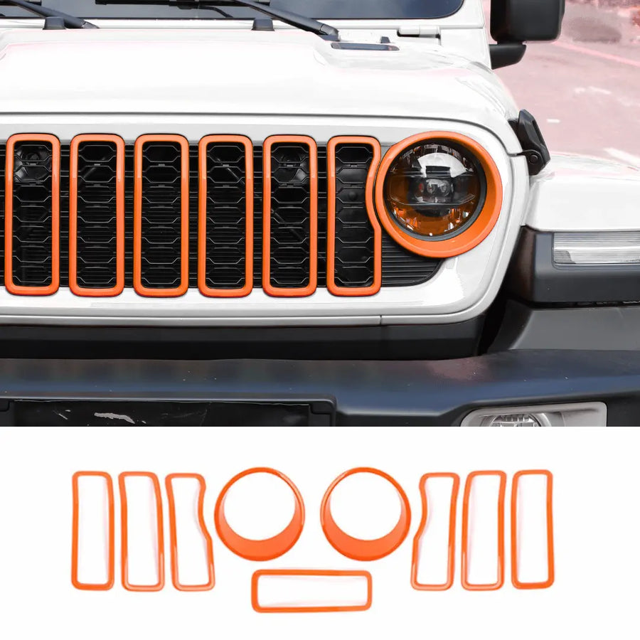 Front Grille Esh Inserts & Headlight Cover For Jeep Wrangler JL JLU - View #6