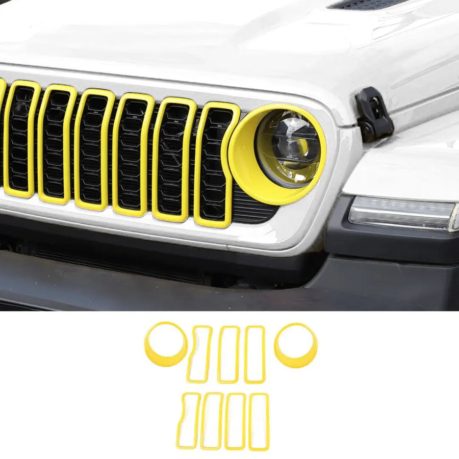 RT-TCZ Grill Insert+Front Headlight Cover Trim For Jeep Wrangler